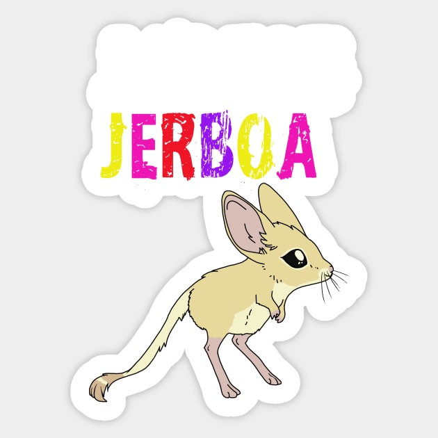 J is for Jerboa - white and Rainbow text cute fluffy animal Sticker by DesignsBySaxton